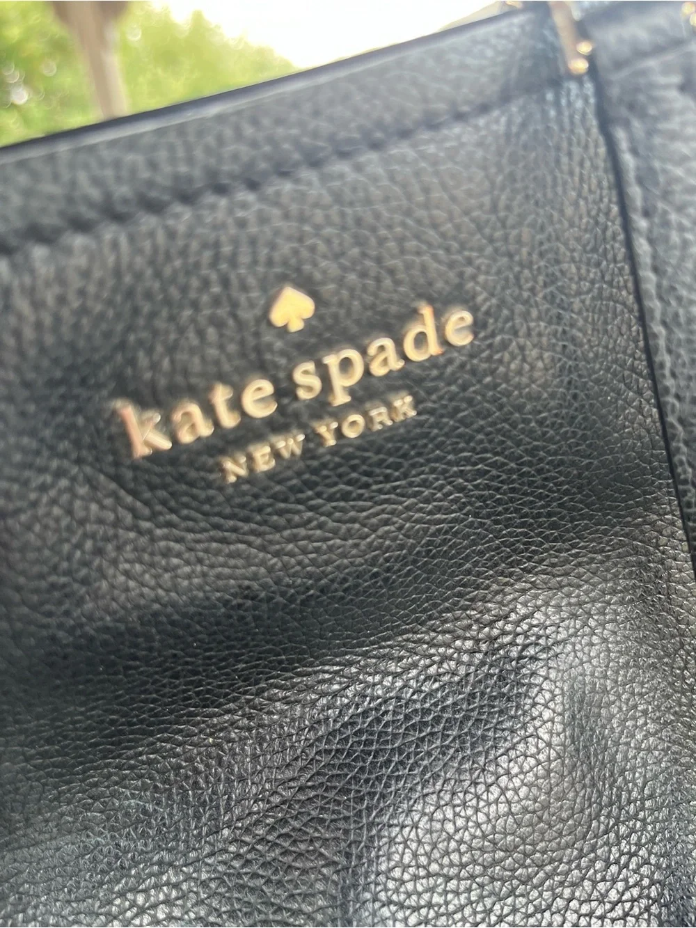 kate spade Black Pebbled Leather Shoulder Bag with Gold Chain Straps